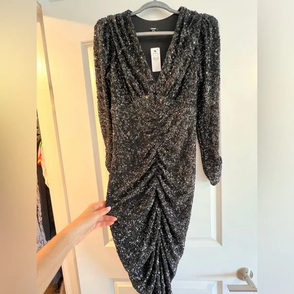 Express sequin evening dress with 3/4 sleeve. New with tags in size small! - Picture 2 of 8